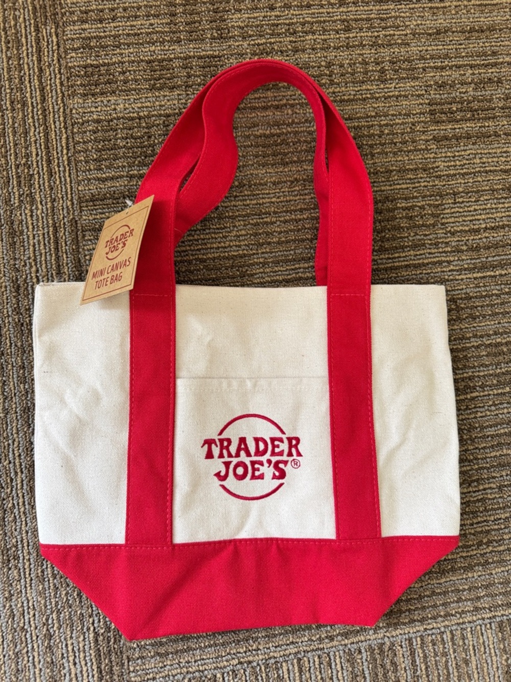 Trader Joe's Red & Cream Mini Canvas Tote